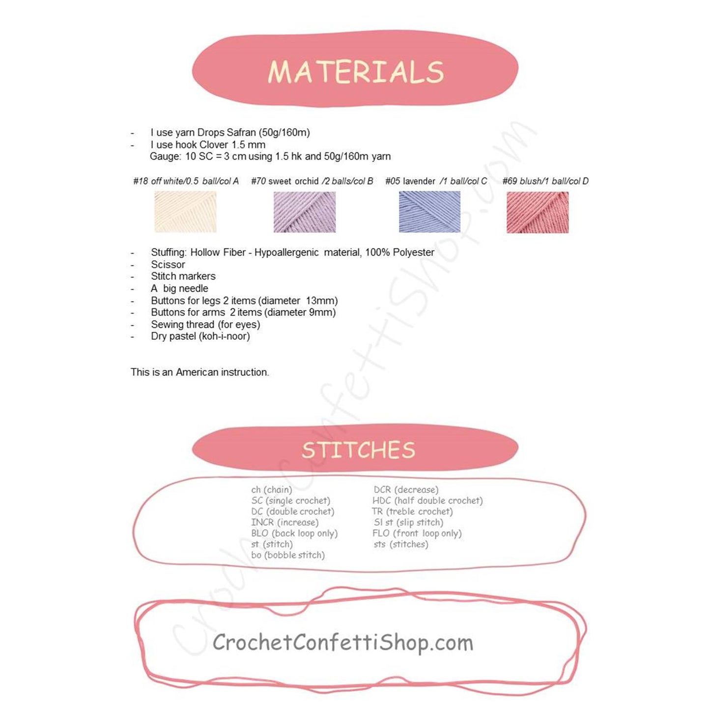 PDF Crochet PATTERN Amigurumi Doll Cute Bunny ENGLISH