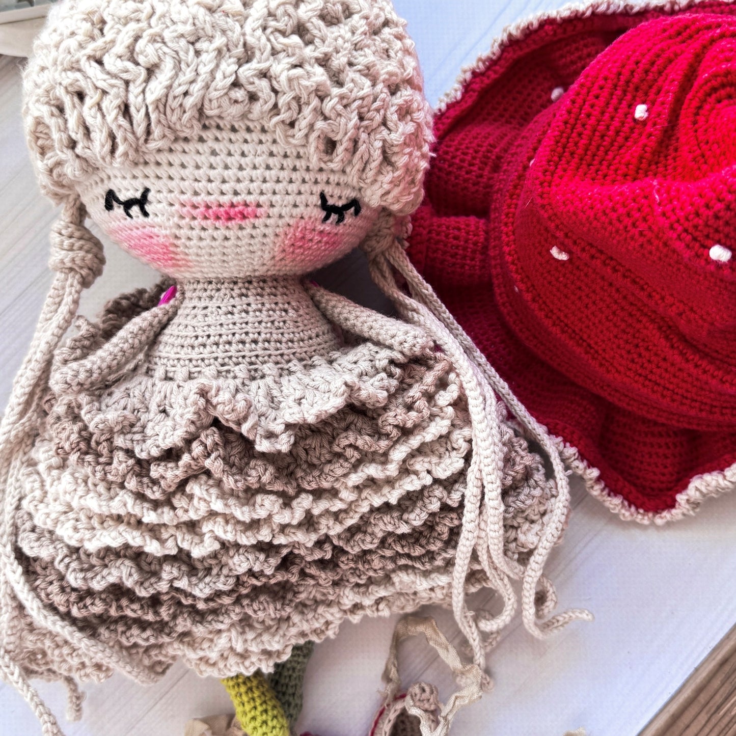 PDF Crochet PATTERN Amigurumi Doll Cute MUSHROOM, ENGLISH Text + 245 Pictures + Video step by step with English text