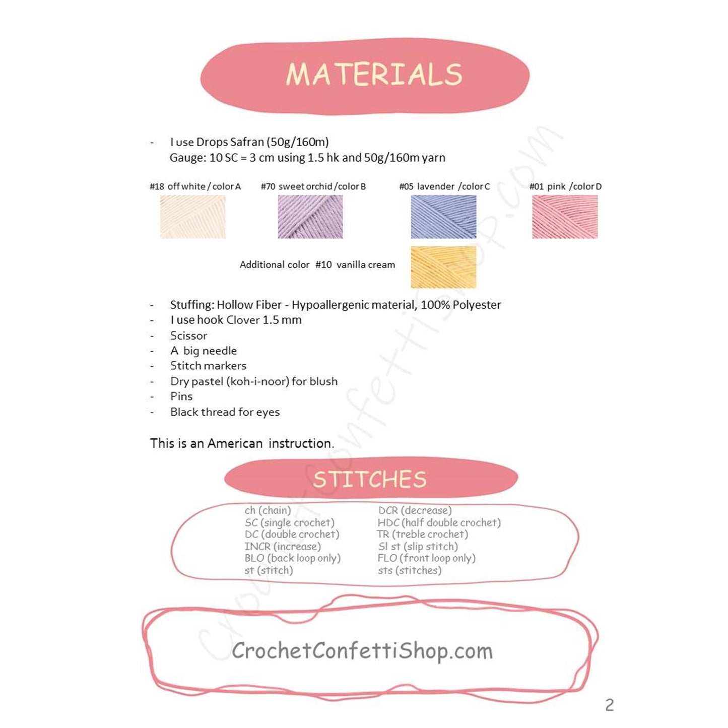 PDF Pattern crochet Little Bunny ENGLISH