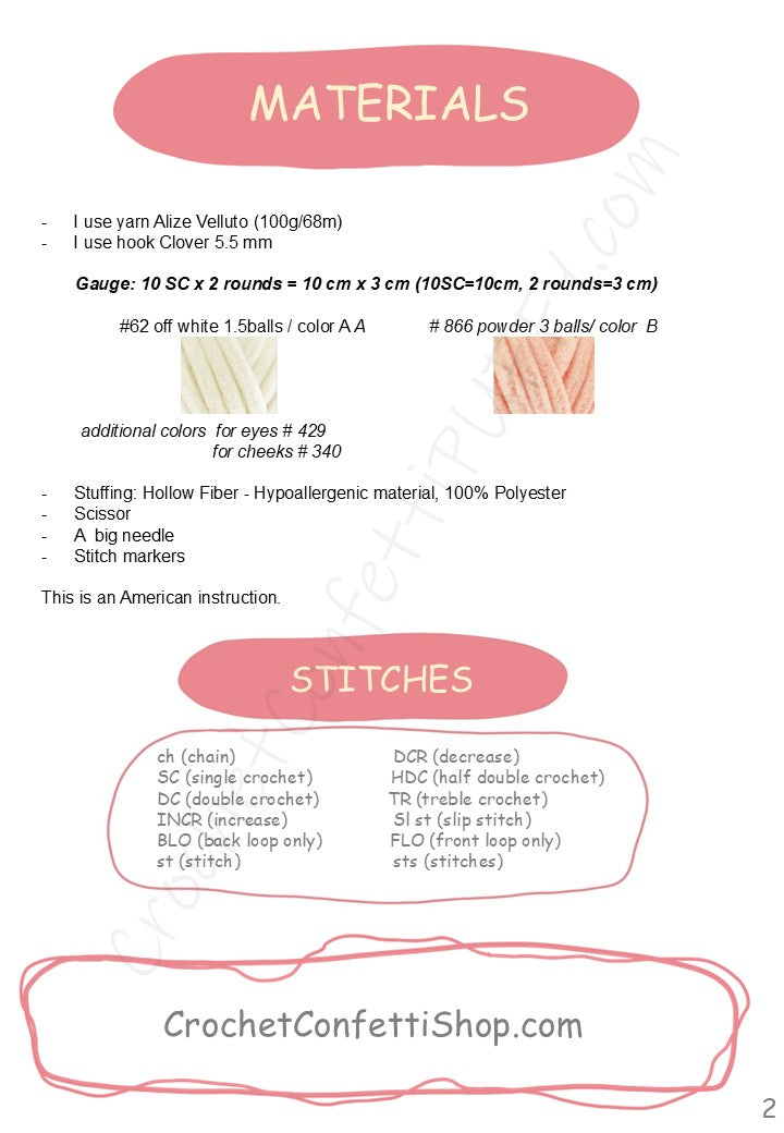 PDF CROCHET PATTERN Little PLUSH Sheep, Tutorial Amigurumi, Stuffed Toy ENGLISH