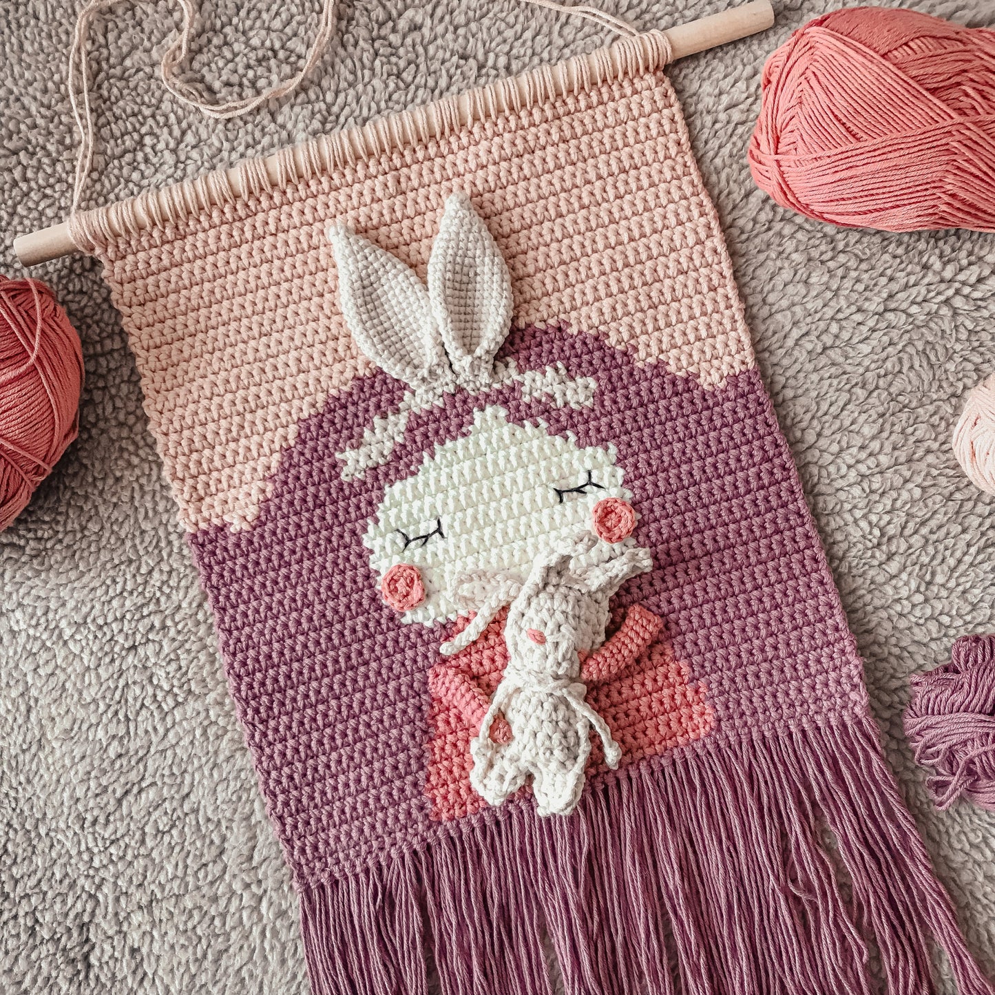 PDF PATTERN Crochet Wall Hanging Decor Bunny Marshmallow ENG