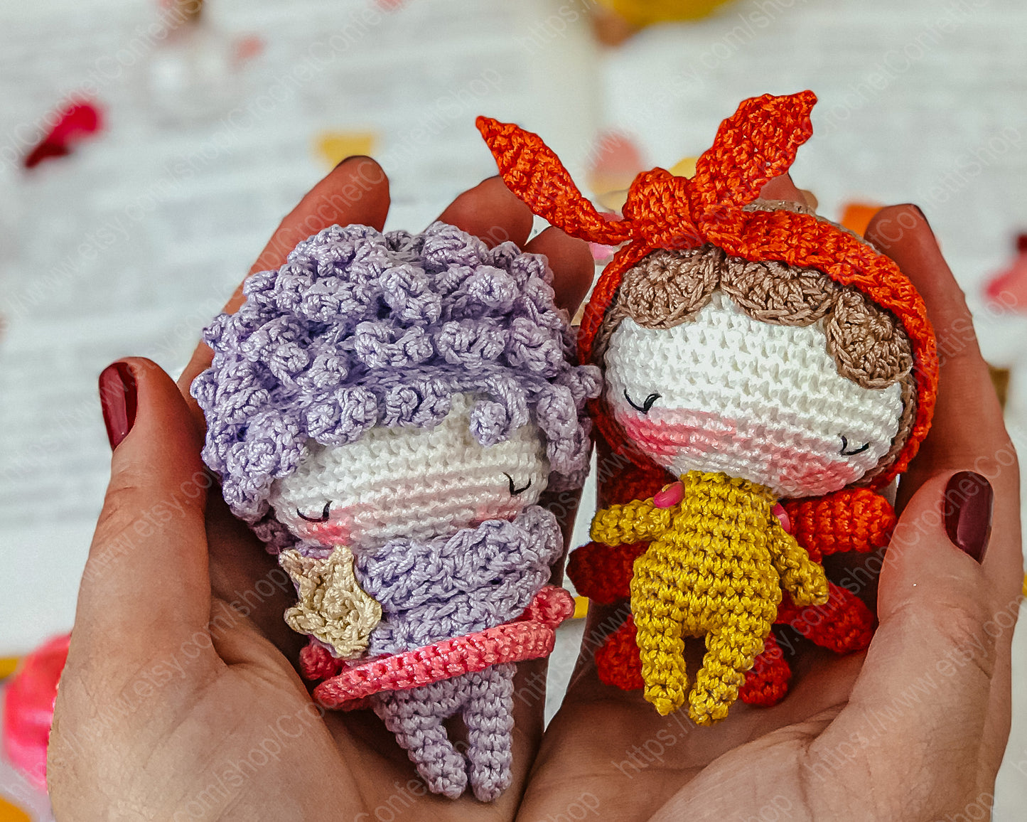 PDF Pattern Crochet Amigurumi Valentine Angel and Little Angel