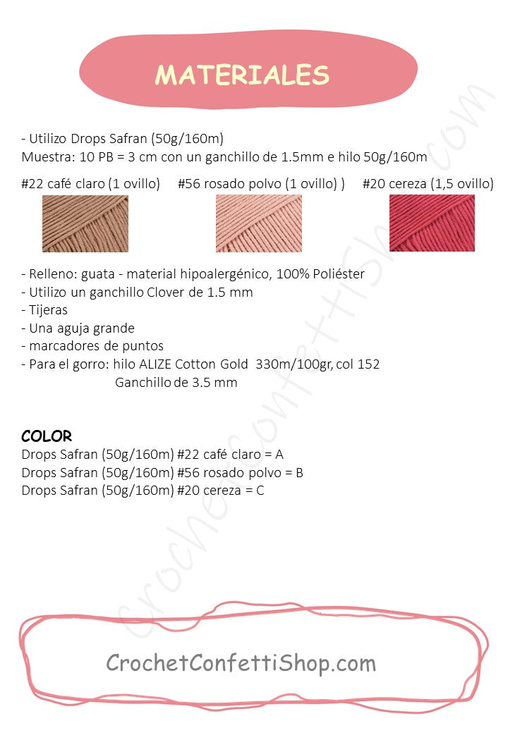 PDF PATRÓN OVEJA SIMPÁTICA ESPAÑOL