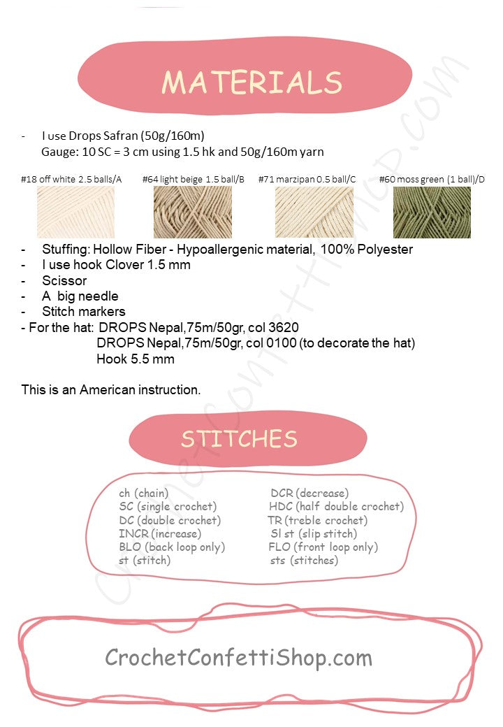 PDF Pattern Amigurumi Friendly Mushroom ENGLISH