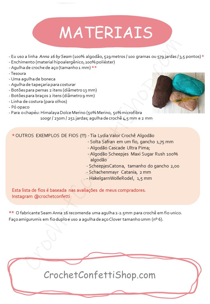 PDF Receita de crochê: boneca fofa de CERVOS Portuguesa Brasileira