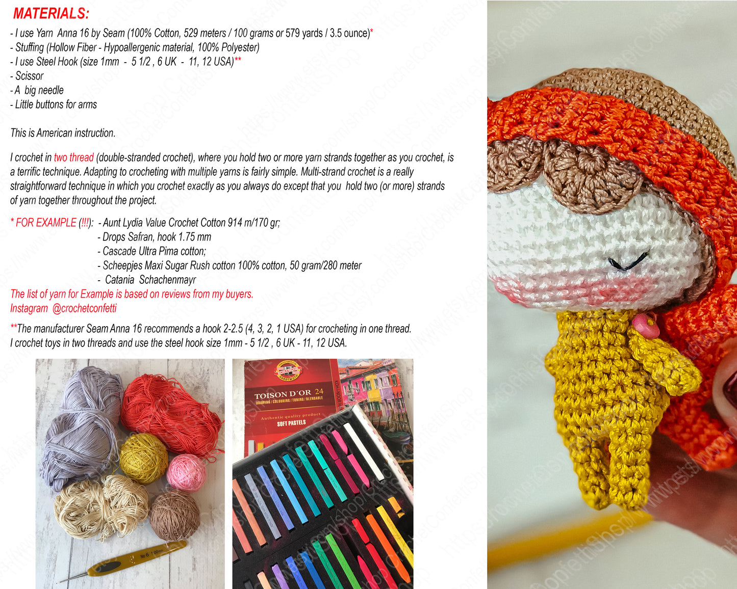 PDF Pattern Crochet Amigurumi Valentine Angel and Little Angel