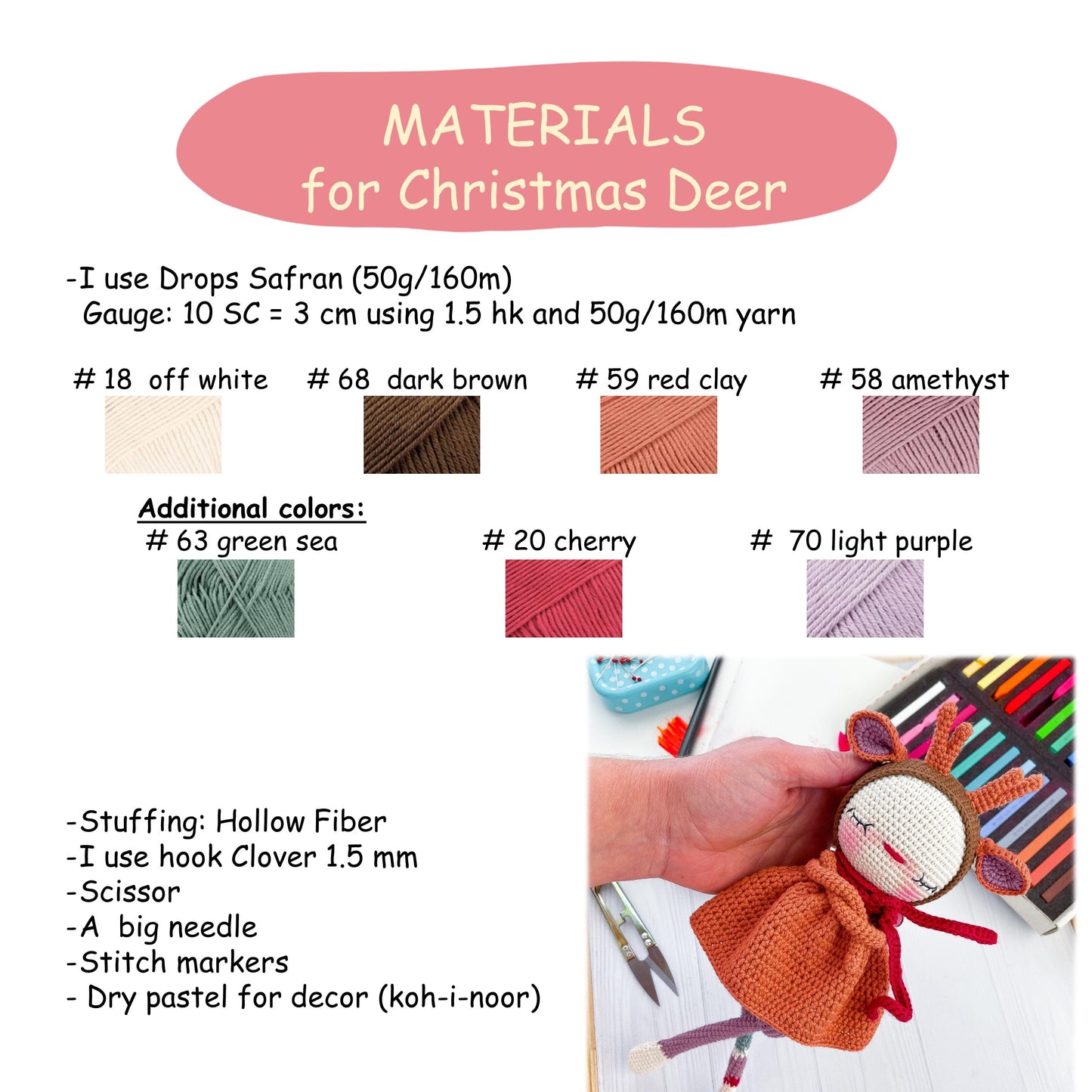 PDF Pattern Christmas Deer ENGLISH