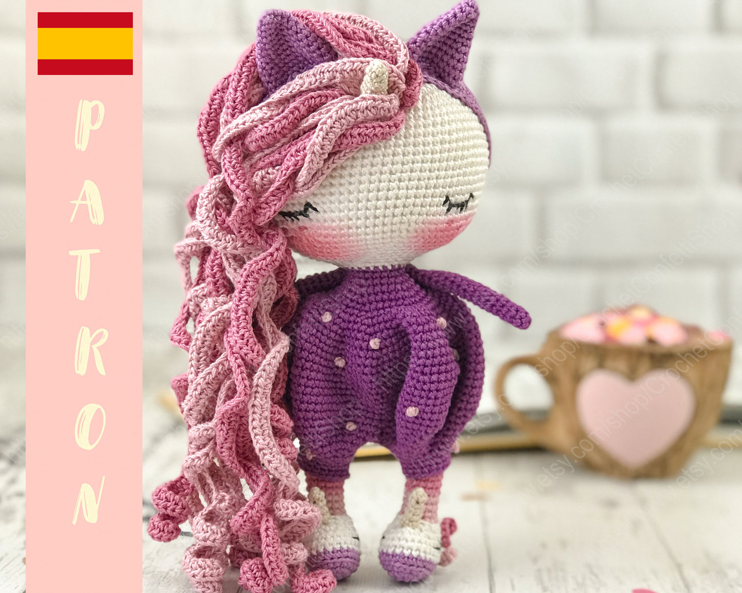 Patrón de la muñeca unicornio soñoliento