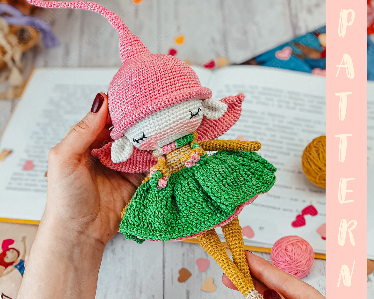 PDF CROCHET PATTERN Amigurumi Flower Elf ENGLISH