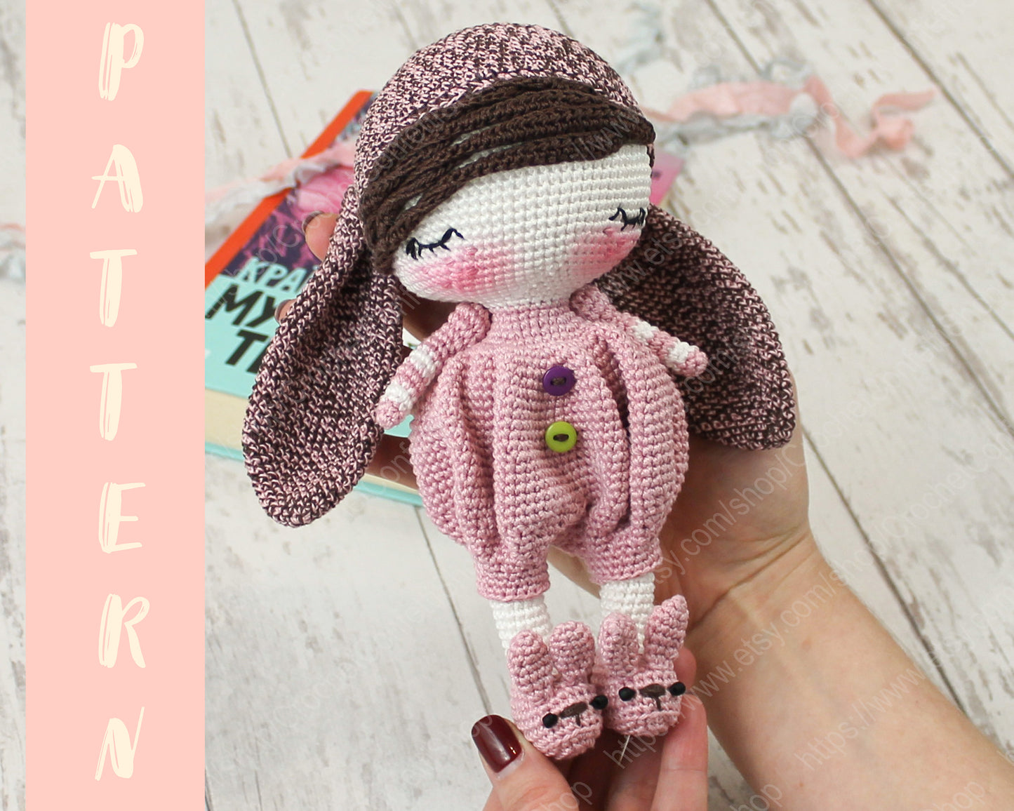 PDF PATTERN Amigurumi Sleepy Bunny, Crochet Doll Rabbit, DIY, Stuffed Sleeping Toy, Crochet Gift Idea English