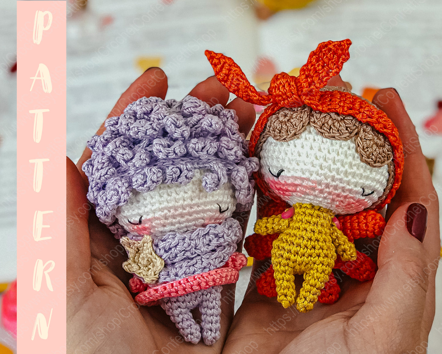 PDF Pattern Crochet Amigurumi Valentine Angel and Little Angel