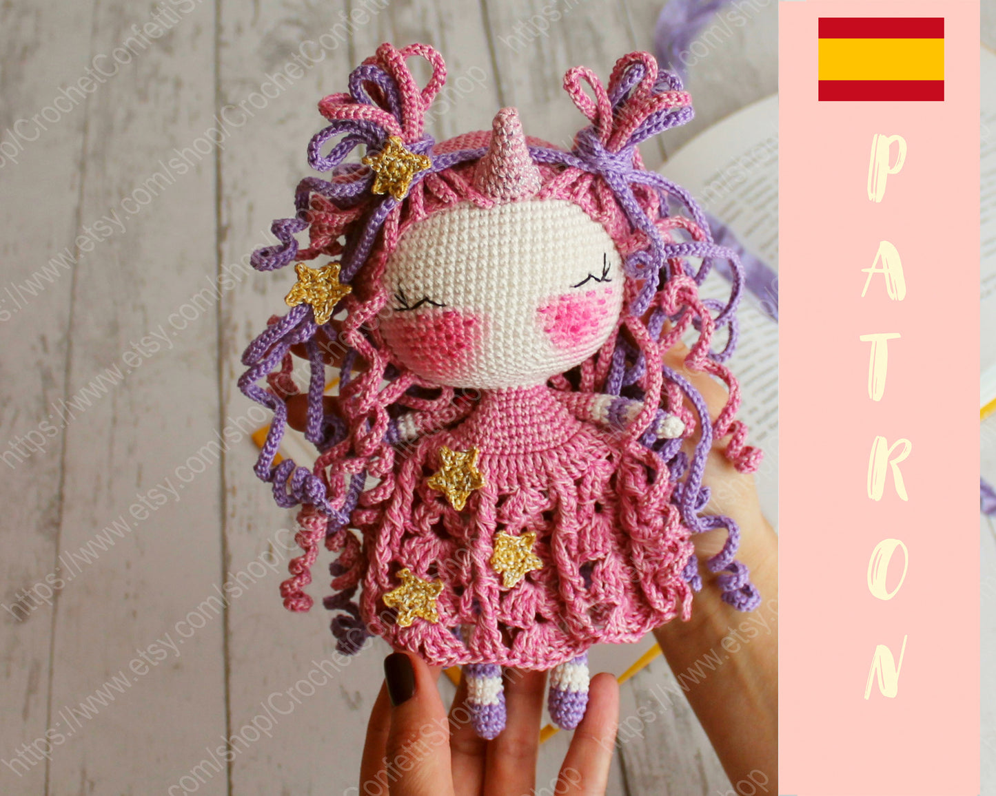 Patrón muñeca unicornio