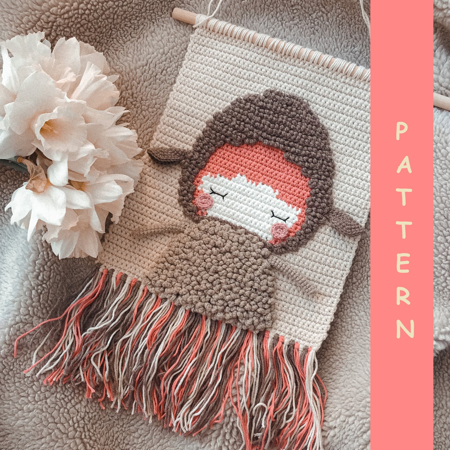 PDF PATTERN Crochet Wall Hanging Decor Cute Sheep ENG