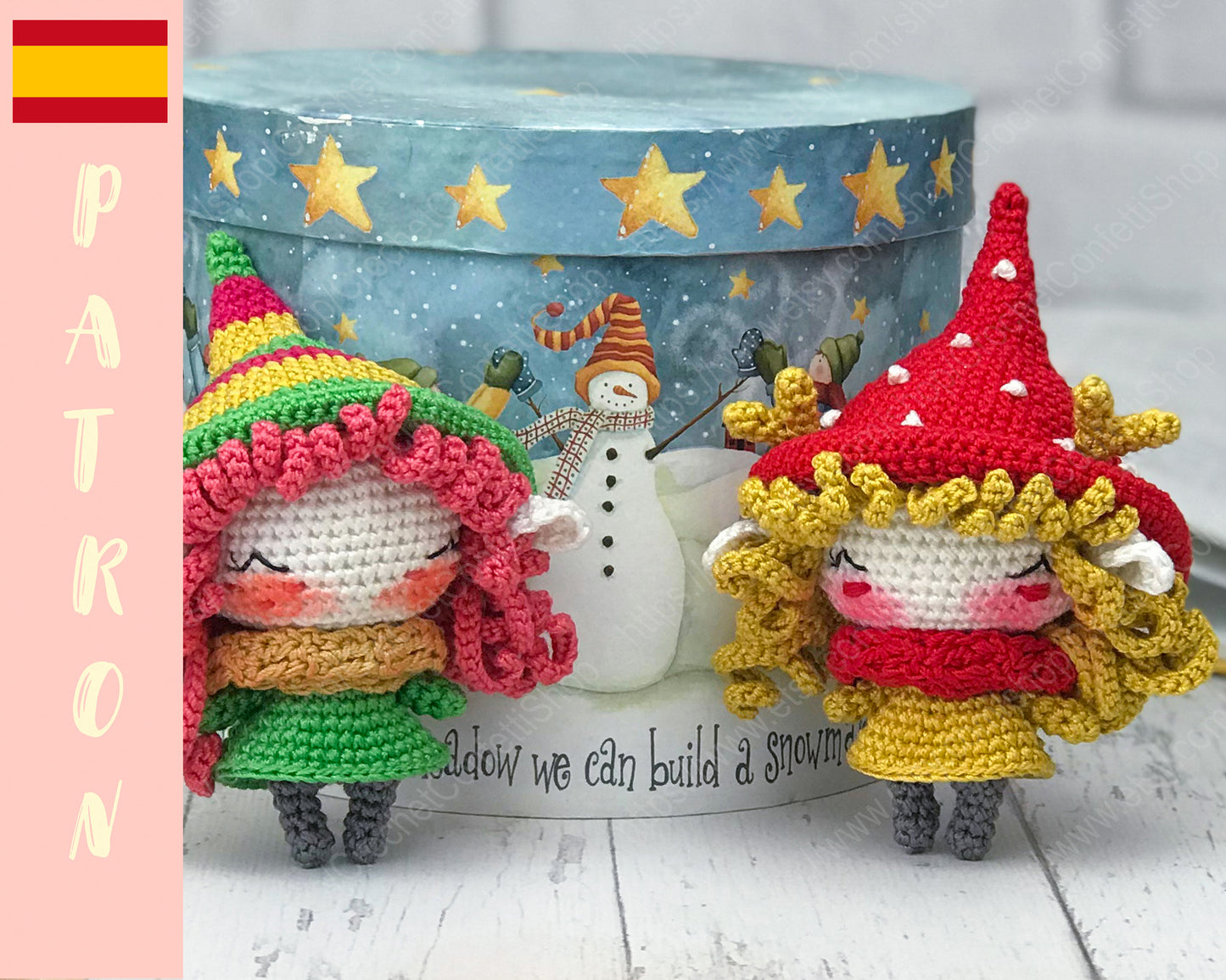 Patrón de la pequeña muñeca elfo de navidad y elfo del bosque