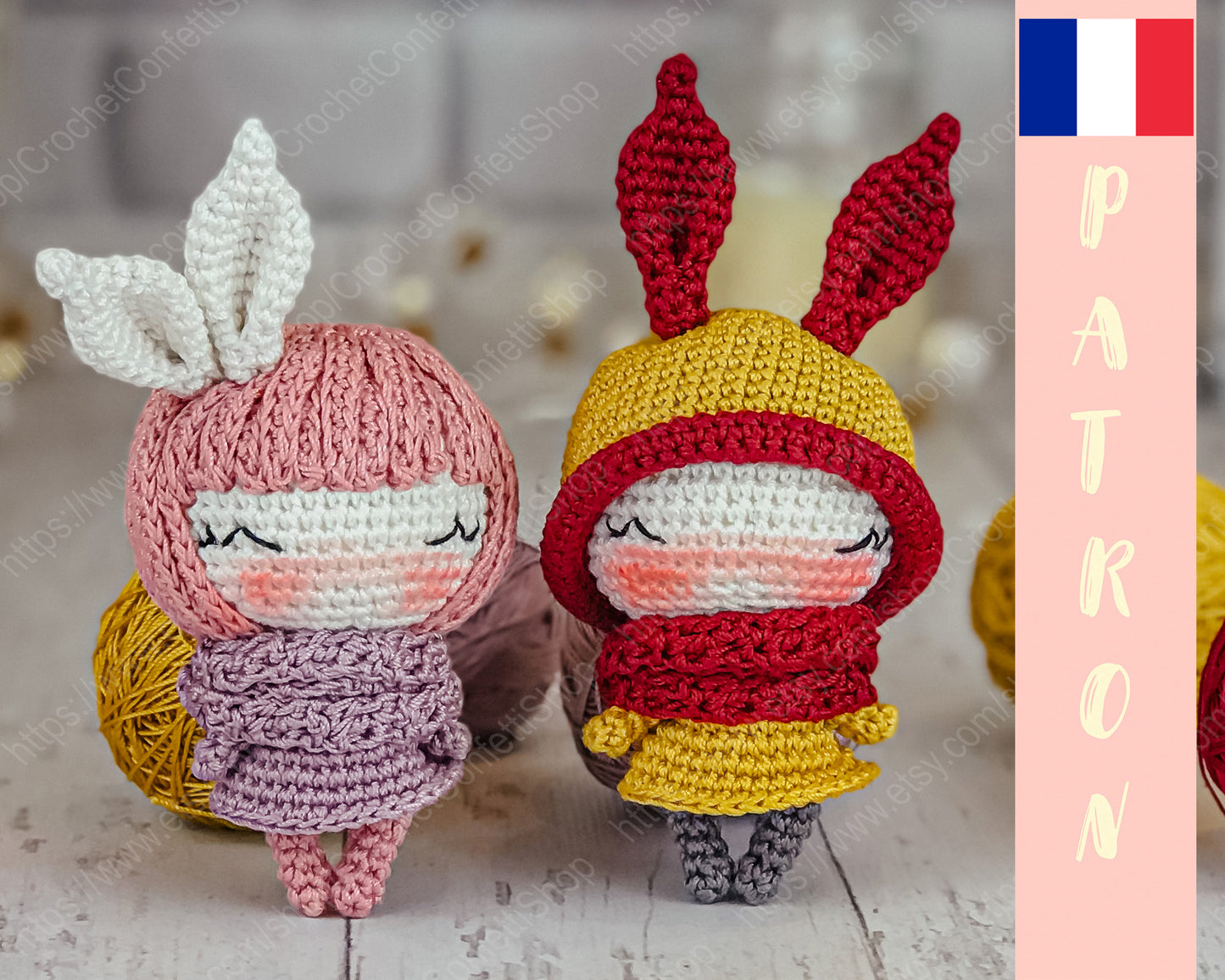 Patron français Lapine Marshmallow et Lapin de printemps