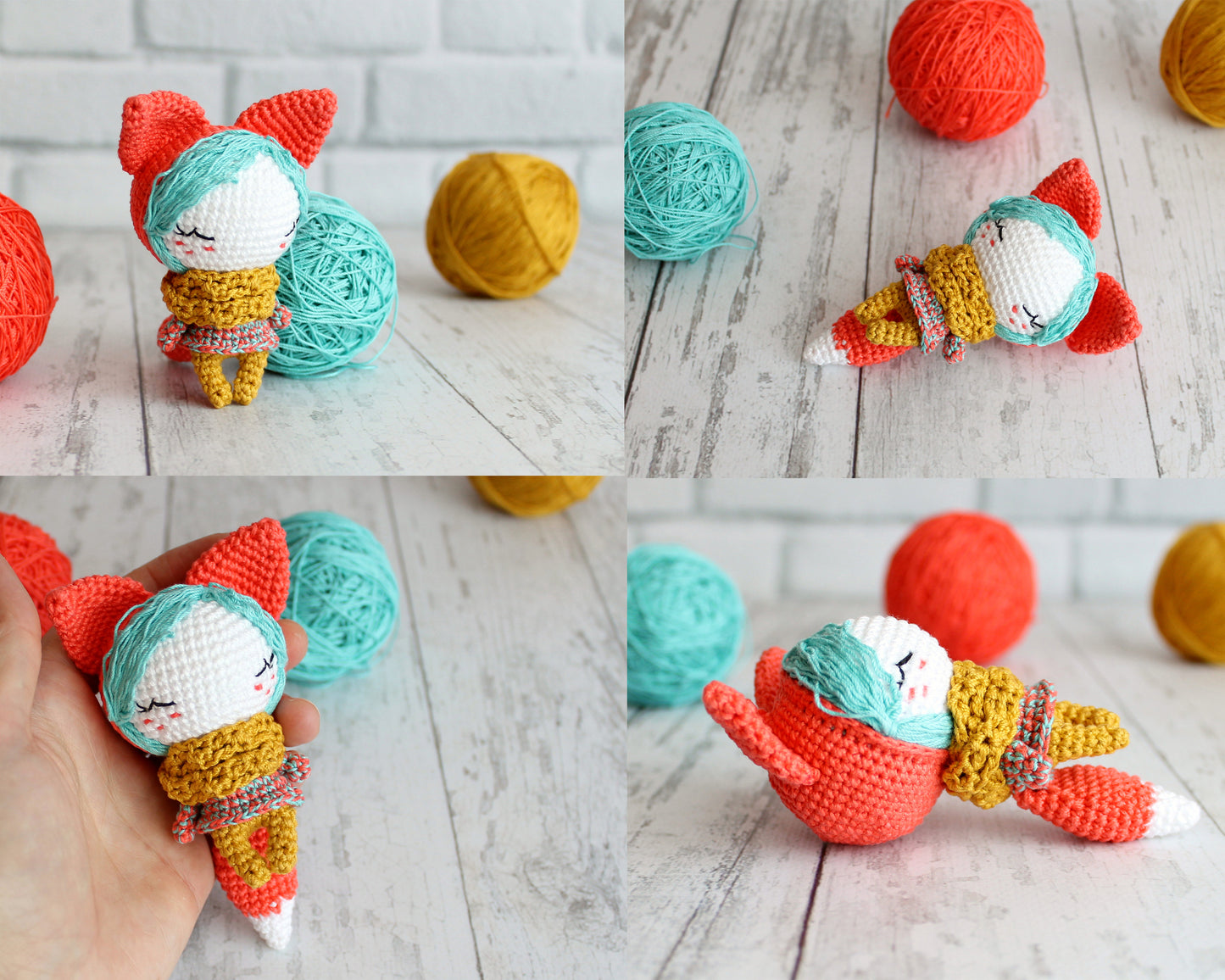 PDF SET Two Amigurumi Patterns, Amigurumi Rabbit, Amigurumi Little Red Fox, DIY Doll, Stuffed Toy, Crochet Gift Idea
