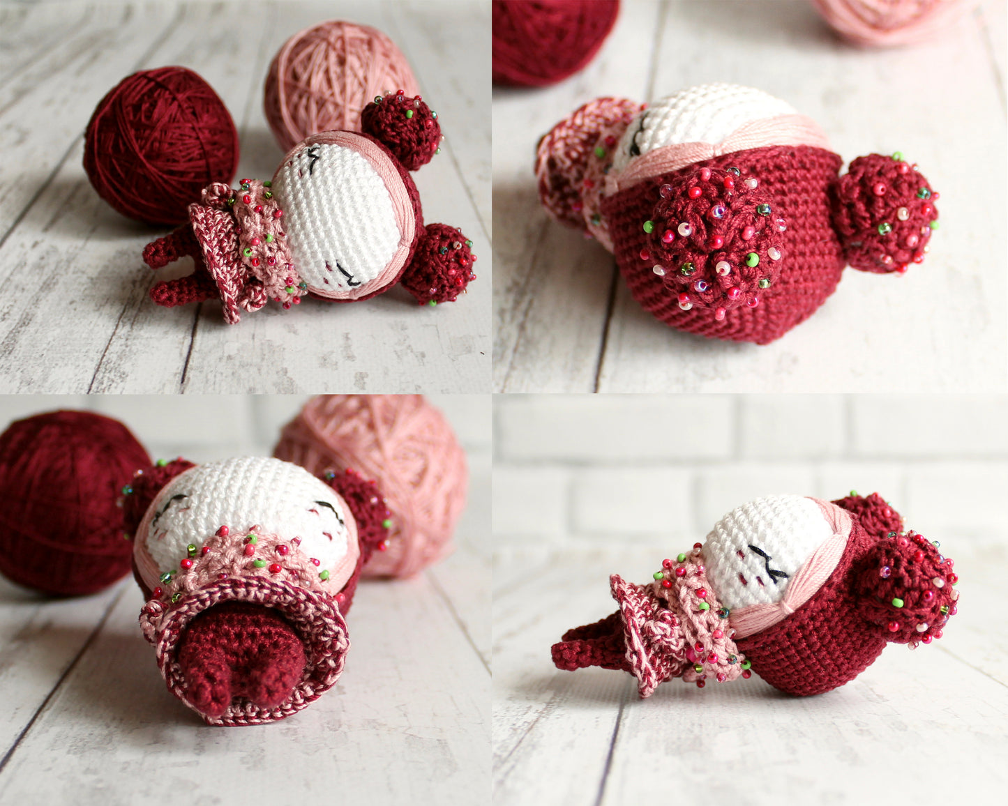 PDF Pattern Amigurumi Marshmallow, Crochet Doll Cherry, Little Knit Accessory