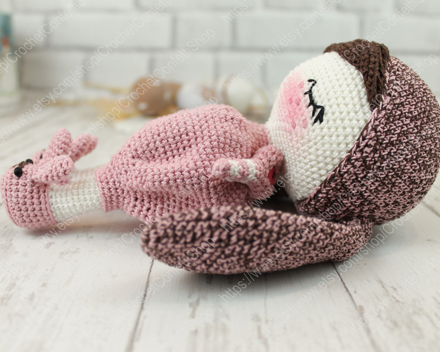 PDF PATTERN Amigurumi Sleepy Bunny, Crochet Doll Rabbit, DIY, Stuffed Sleeping Toy, Crochet Gift Idea English