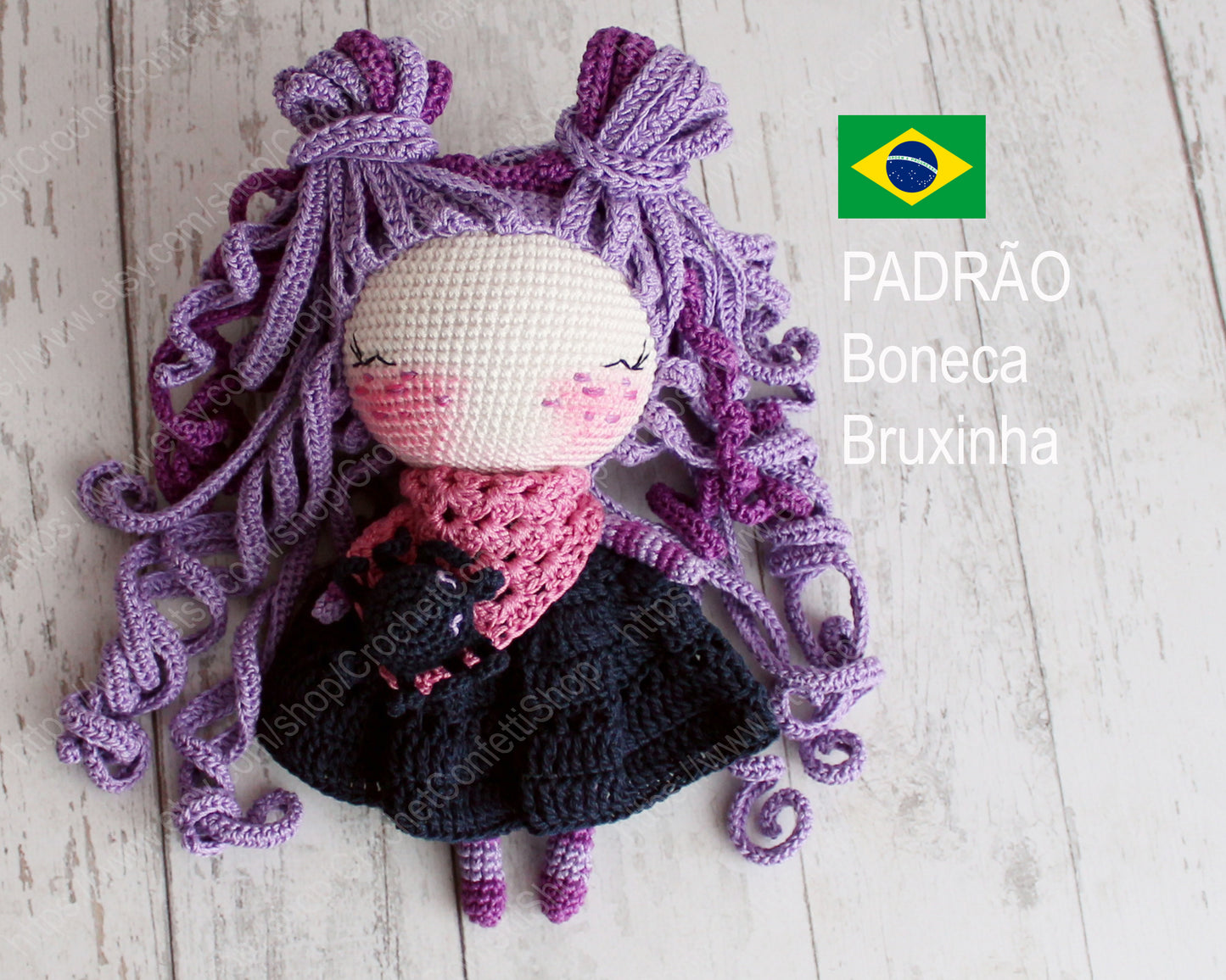 PDF PADRÃO Boneca Bruxinha Portuguesa Brasileira