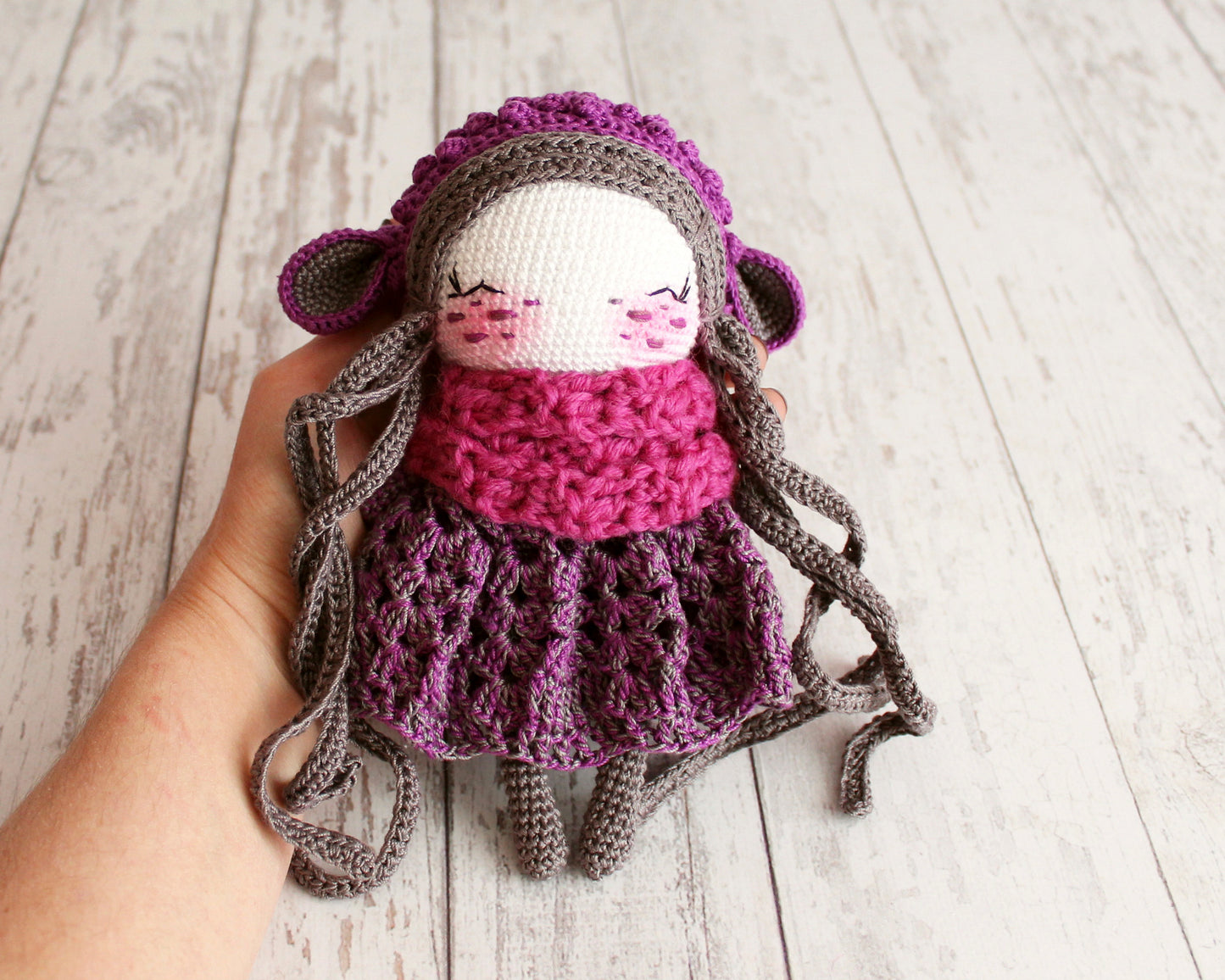 PDF SET Two Amigurumi Patterns, Amigurumi Doll Sheep, Amigurumi Little Flower Elf, DIY Doll, Stuffed Toy, Crochet Gift Idea