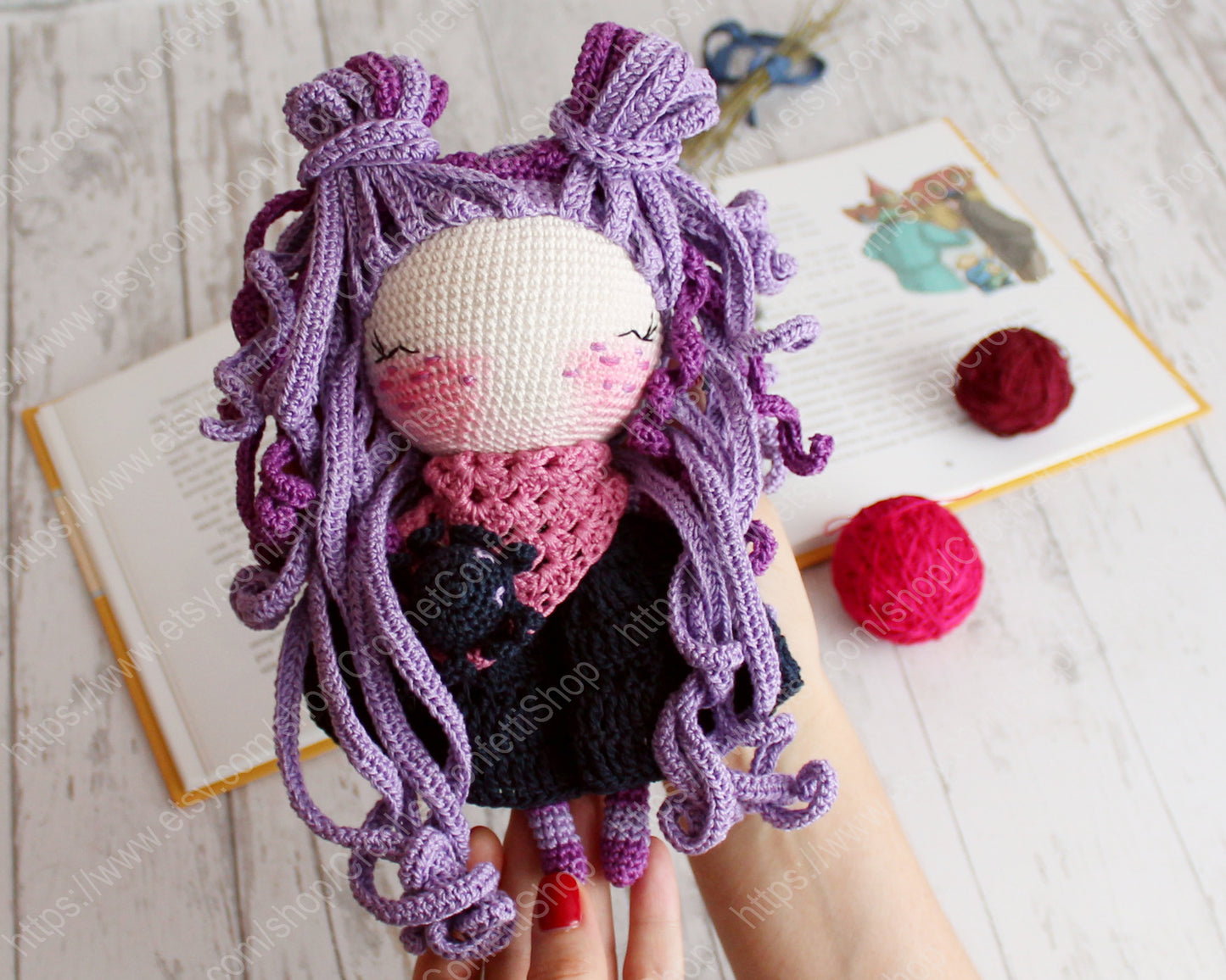 PDF SET AMIGURUMI TWO PATTERNS Doll Witch and little doll Bunny ENGLISH