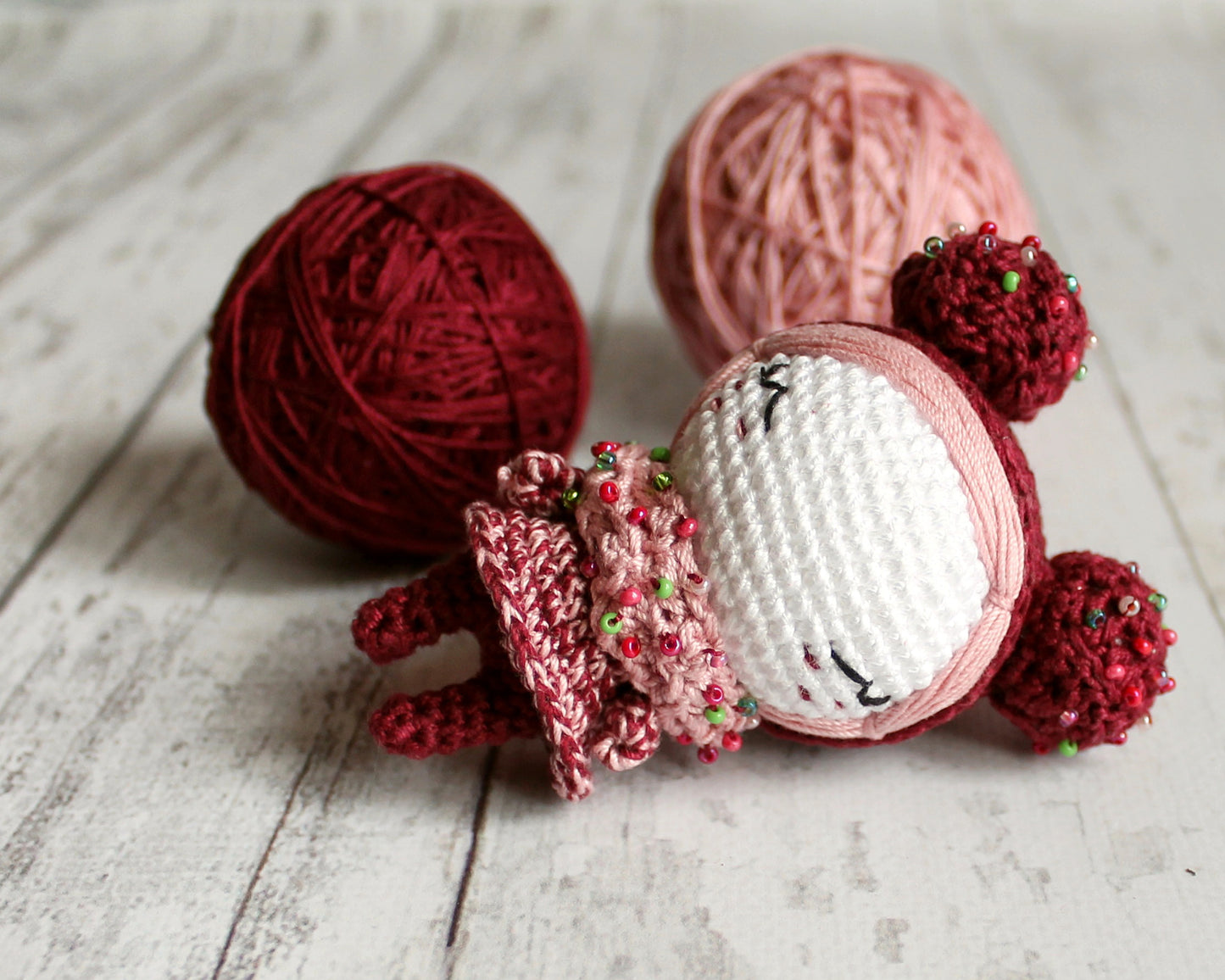 PDF Pattern Amigurumi Marshmallow, Crochet Doll Cherry, Little Knit Accessory