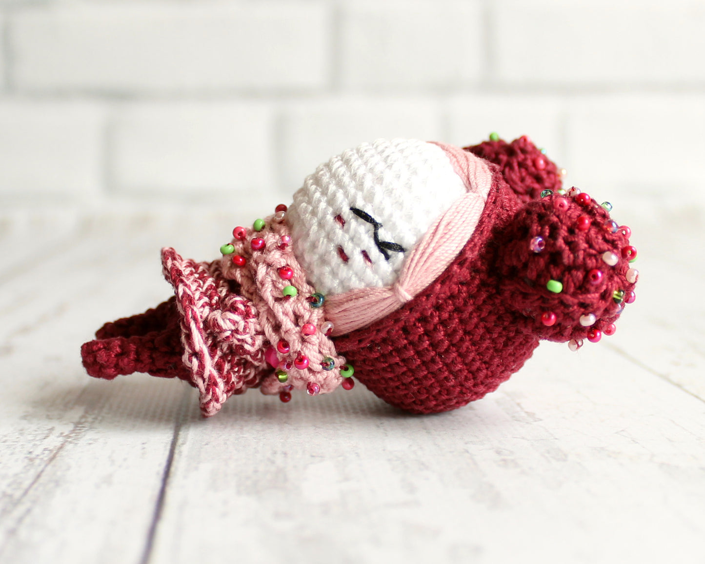PDF Pattern Amigurumi Marshmallow, Crochet Doll Cherry, Little Knit Accessory