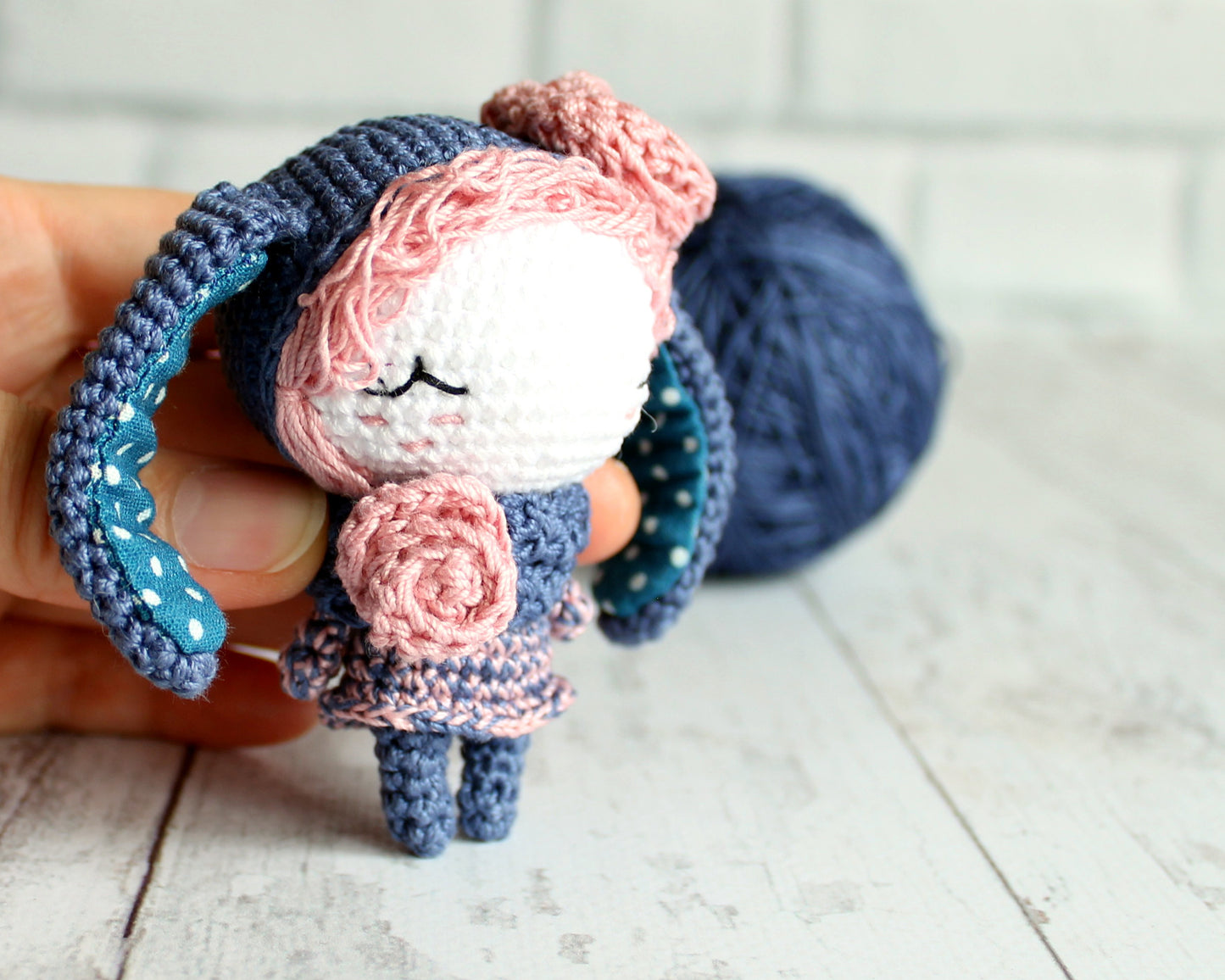 Pattern Crochet Little Girl Rabbit, Crochet Amigurumi Rabbit Accessory, Amigurumi Dolls Pattern, PDF Crochet Toy Bunny Pattern 9 cm / 3.5"