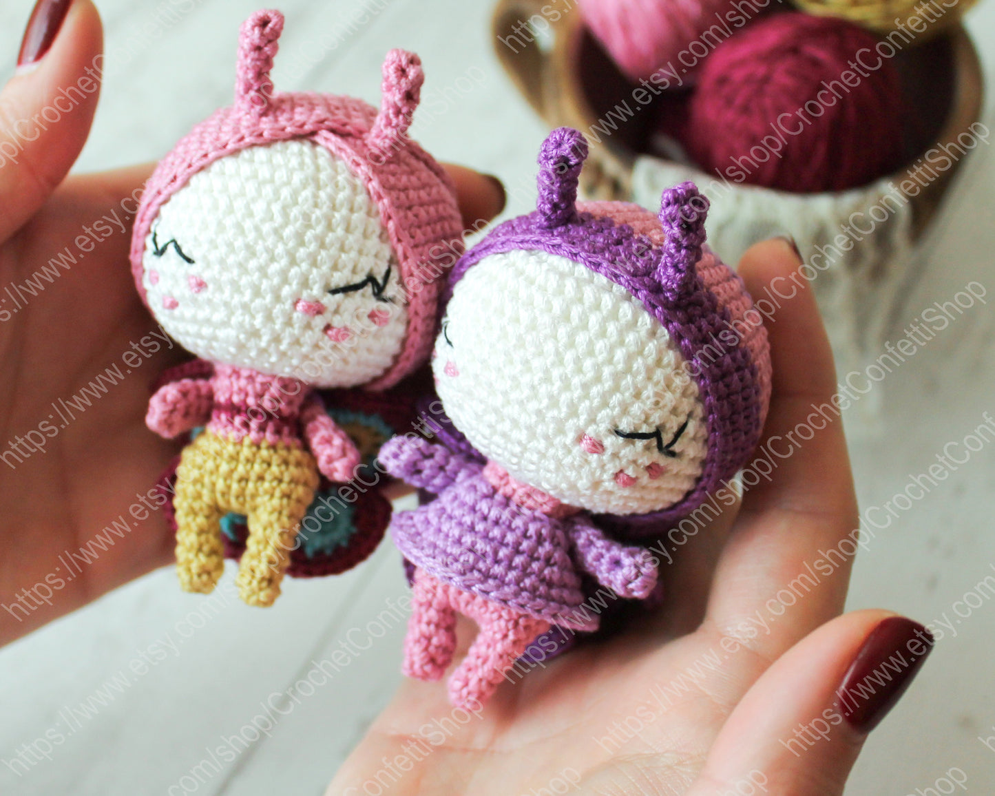 PDF Pattern Crochet Butterflies, Amigurumi Mini Dolls ENGLISH