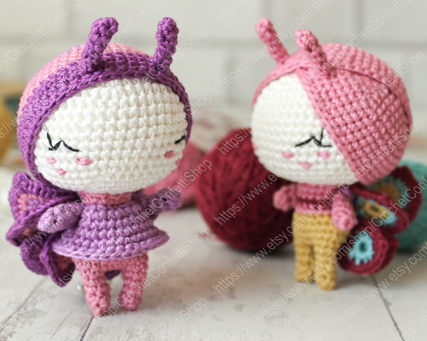 PDF Pattern Crochet Butterflies, Amigurumi Mini Dolls ENGLISH