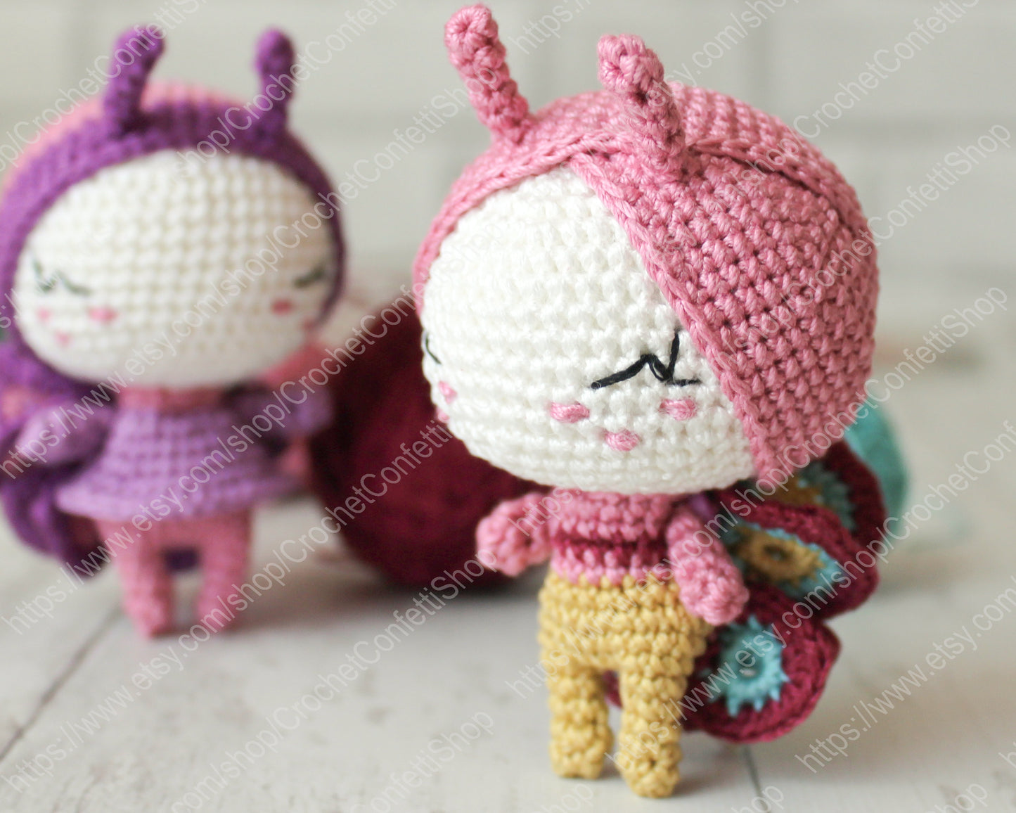 PDF Pattern Crochet Butterflies, Amigurumi Mini Dolls ENGLISH