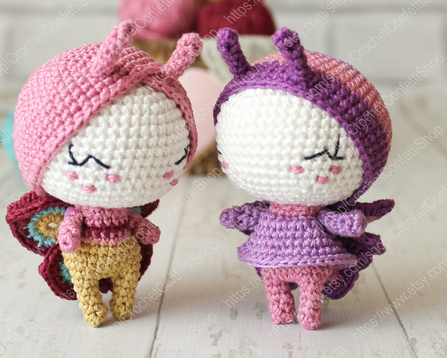 PDF Pattern Crochet Butterflies, Amigurumi Mini Dolls ENGLISH