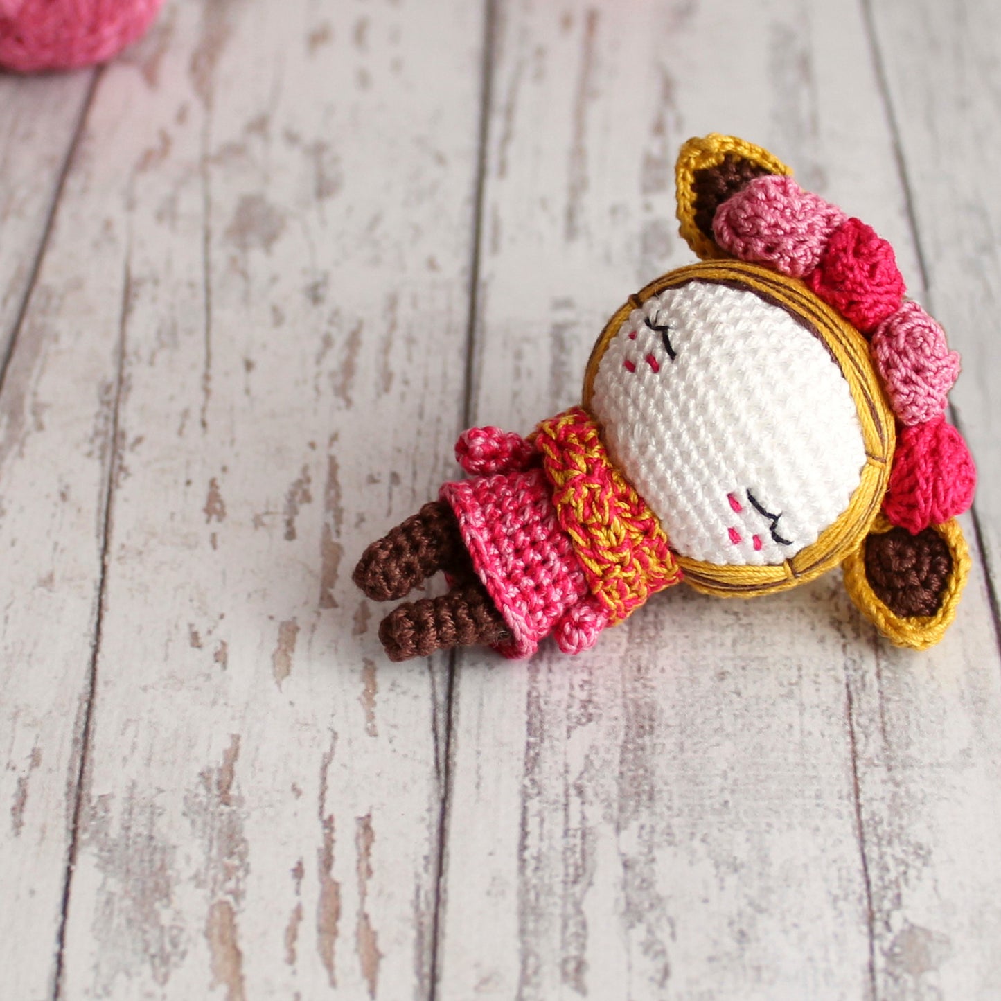 PDF Amigurumi Pattern Doll, Crochet Little Flower Elf, Cute Accessory, Crochet Toy 9 cm/3.5"