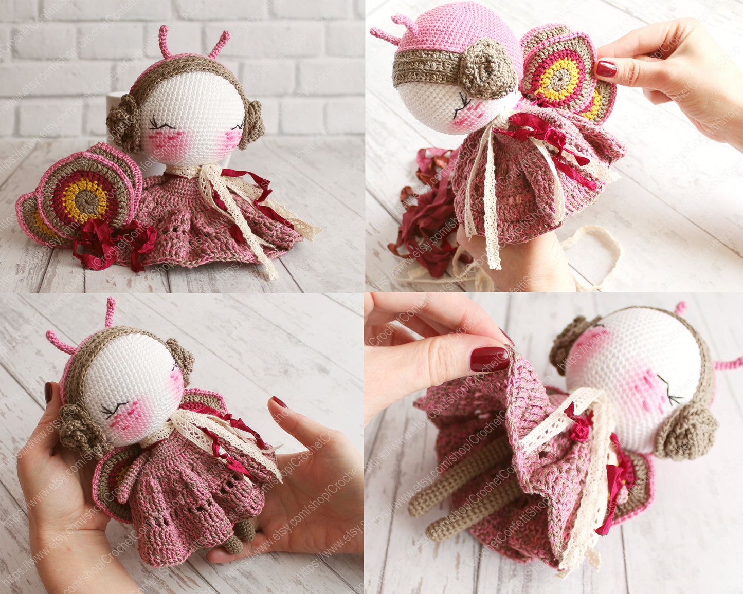 PDF PATTERN Crochet Doll, Amigurumi Butterfly, DIY Doll, Stuffed Toy 20 cm / 7.8", Crochet Gift Idea
