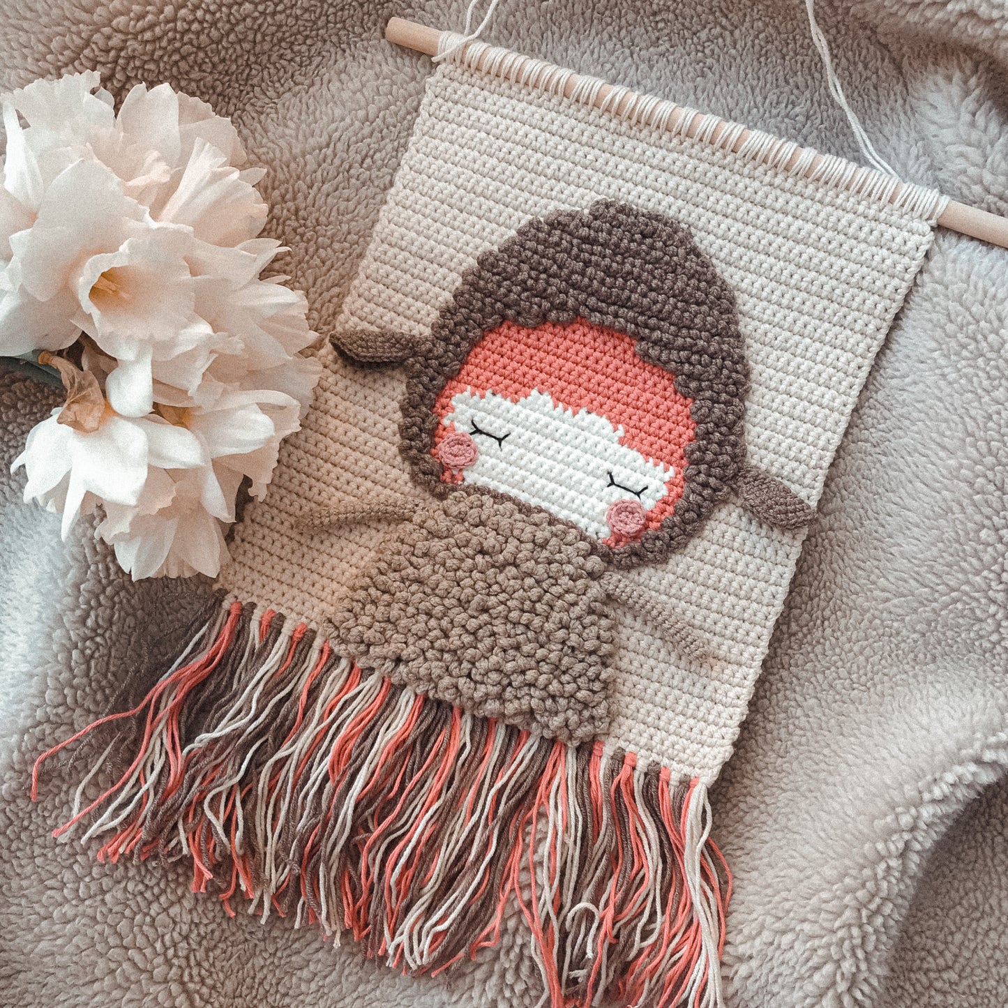 PDF PATTERN Crochet Wall Hanging Decor Cute Sheep ENG