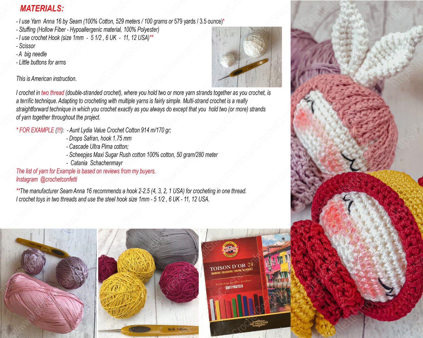 PDF Pattern Little Crochet Amigurumi Bunnies English