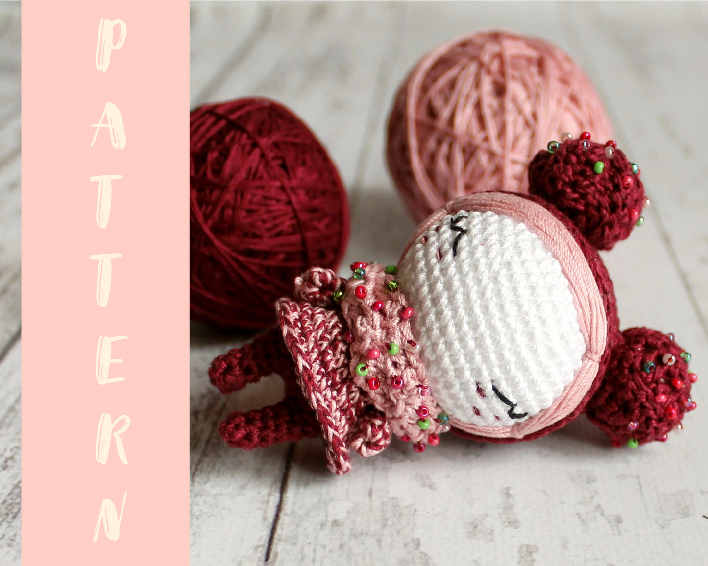 PDF Pattern Amigurumi Marshmallow, Crochet Doll Cherry, Little Knit Accessory