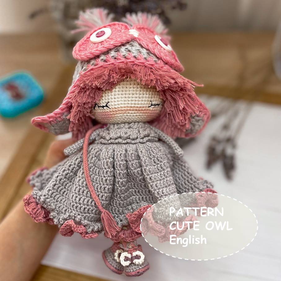 PDF Crochet PATTERN Amigurumi Doll Cute Owl ENGLISH