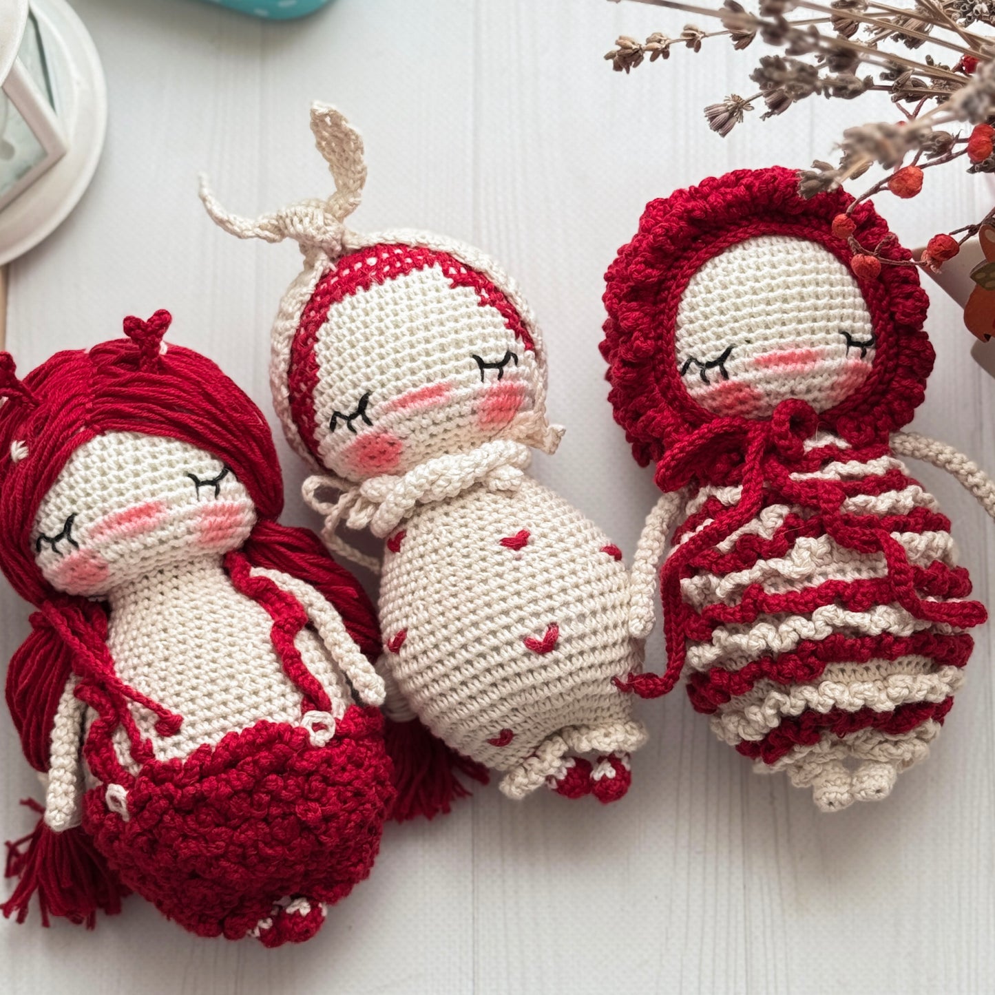 PDF Crochet PATTERN Valentine’s SET - 3 Amigurumi Patterns in One Bundle: Valentine’s Angels - Holiday Crochet Tutorials, Stuffed Toy ENGLISH