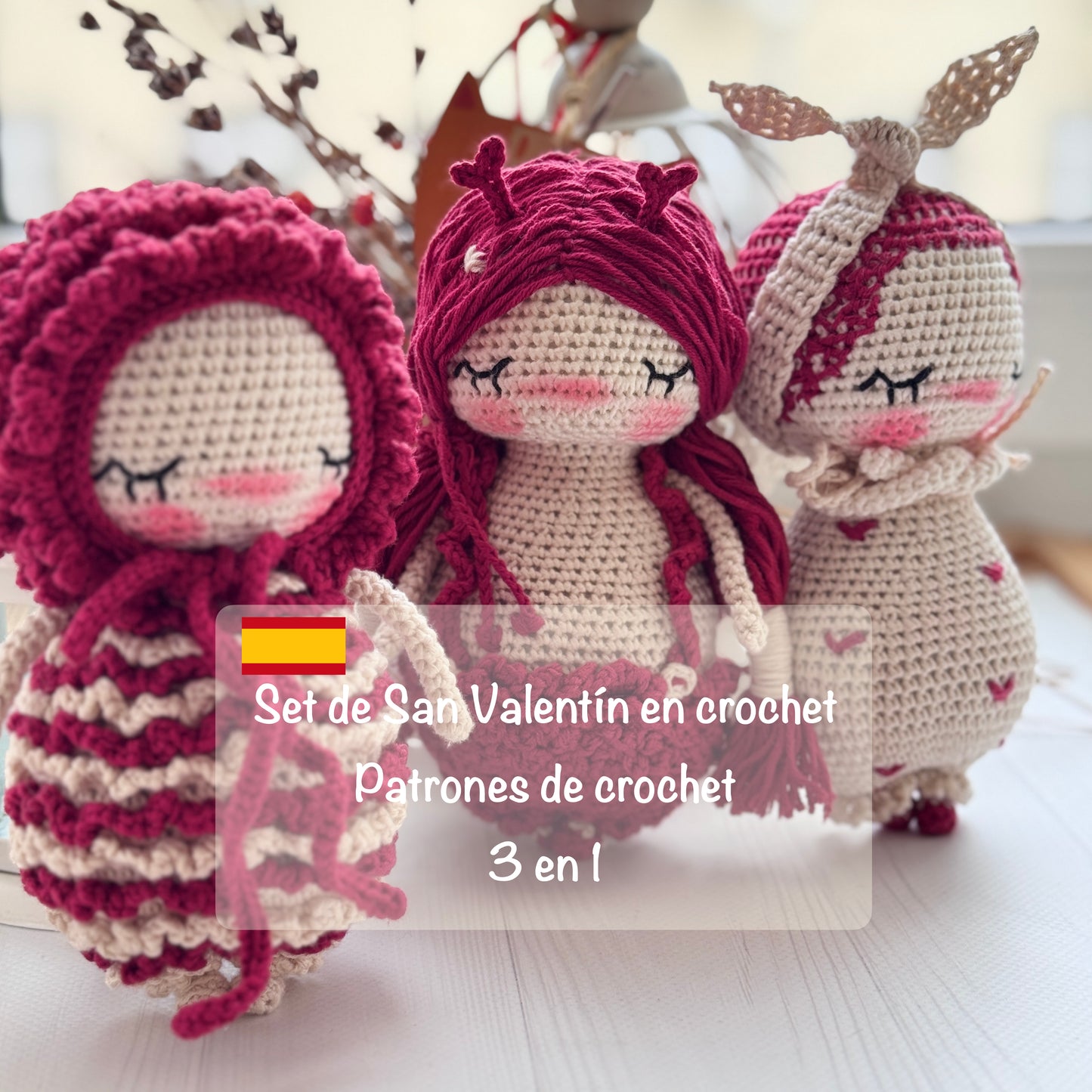 PDF  Patrón Set de San Valentín en crochet 3 en 1 ESPAÑOL