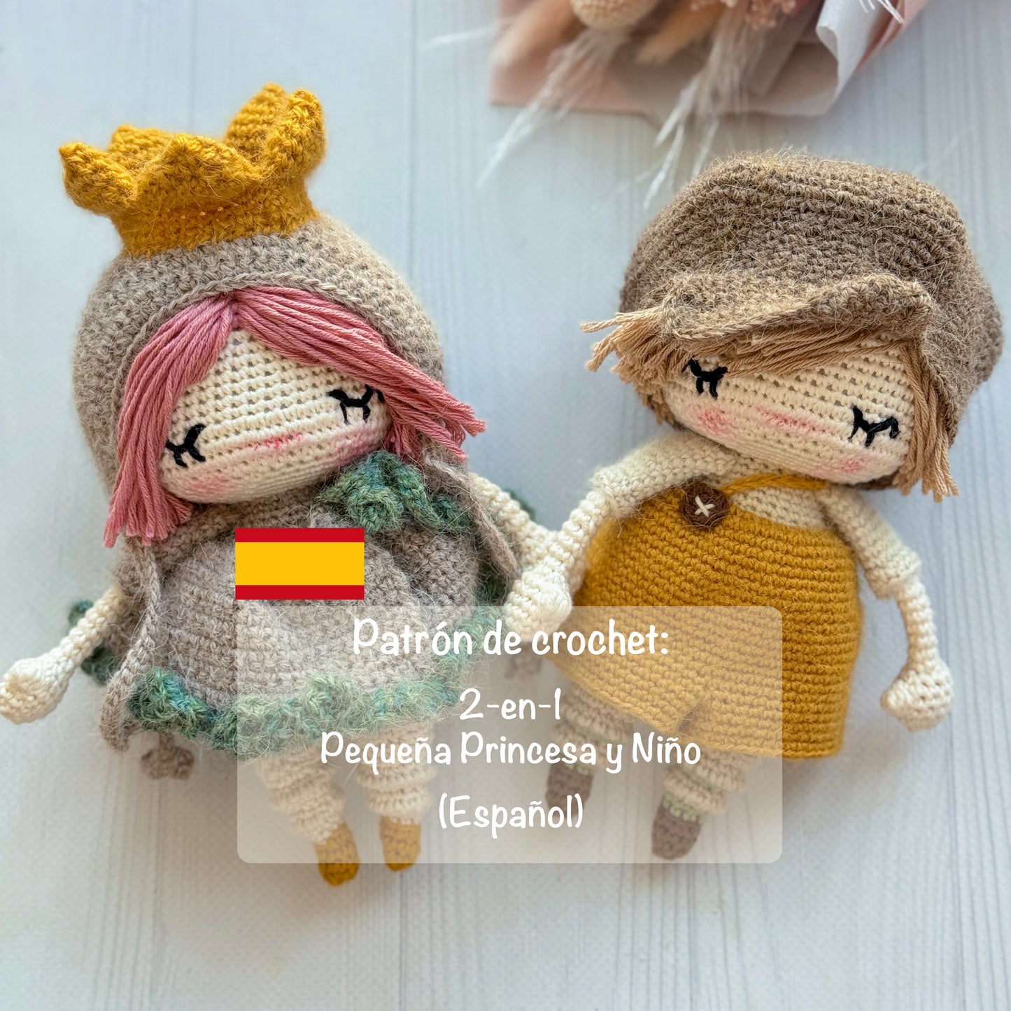 PDF Patrón de crochet 2-en-1: Pequeña Princesa y Niño Español