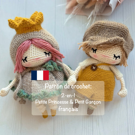 PDF Patrón de crochet:  2-en-1 Petite Princesse & Petit Garçon français