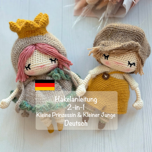 PDF 2-in-1 Kleine Prinzessin & Kleiner Junge Häkelanleitung Deutsch