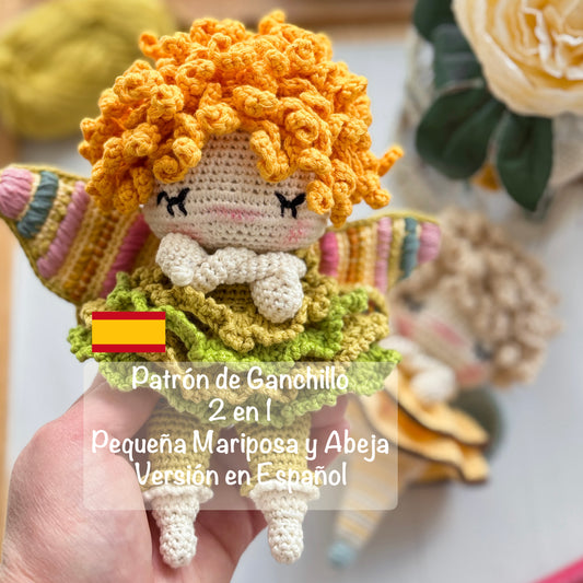 PDF Patrón de Ganchillo 2 en 1 Pequeña Mariposa y Abeja Versión en Español