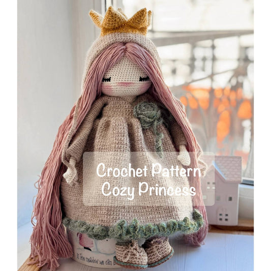 PDF Cozy Princess Doll Crochet Pattern, Amigurumi Doll Pattern, Stuffed Toy Crochet, Handmade Gift Idea