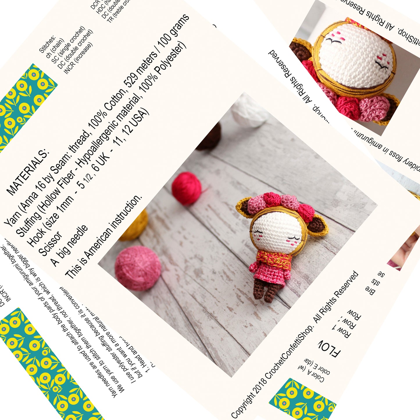 PDF Amigurumi Pattern Doll, Crochet Little Flower Elf, Cute Accessory, Crochet Toy 9 cm/3.5"