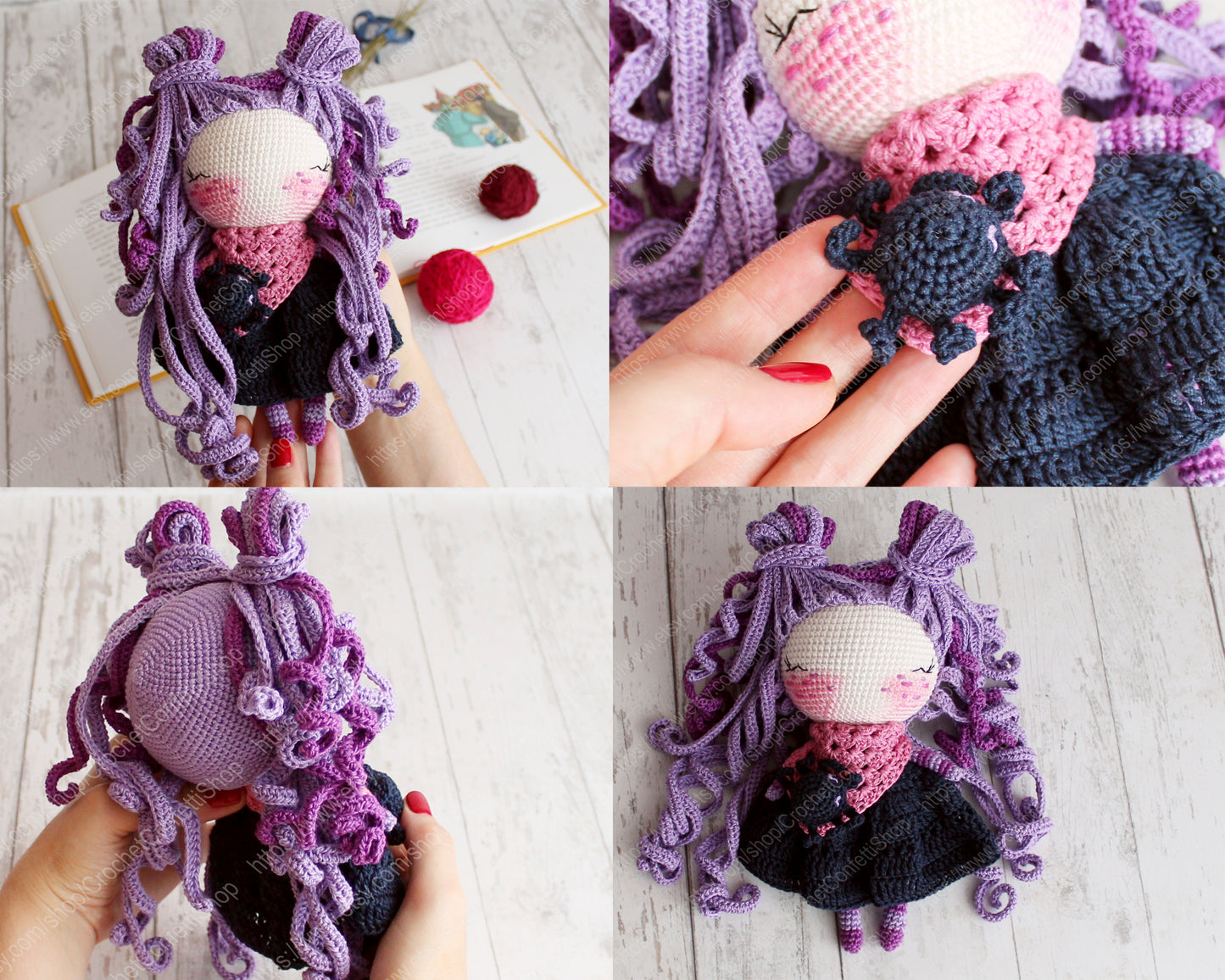 PDF Amigurumi Doll PATTERN, Crochet Little Doll Witch, DIY Doll, Amigurumi Toy 20 cm / 7.8", Halloween Gift Idea