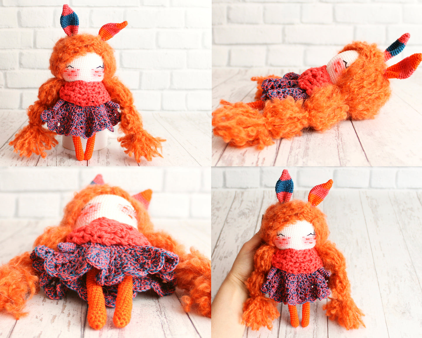 PDF PATTERN Crochet Little Bunny Doll, Crochet Amigurumi Rabbit, Crochet Dolls Pattern, DIY Doll, Little Toy 20 cm / 7.8", Crochet Gift Idea