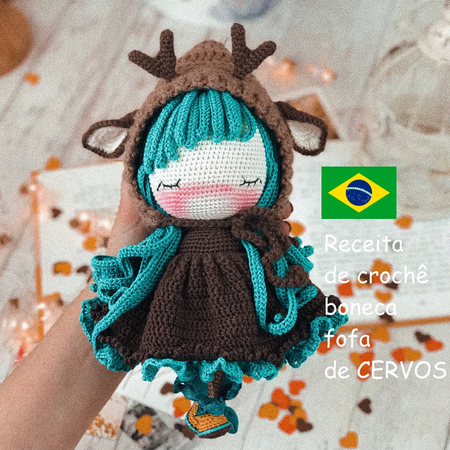 PDF Receita de crochê: boneca fofa de CERVOS Portuguesa Brasileira