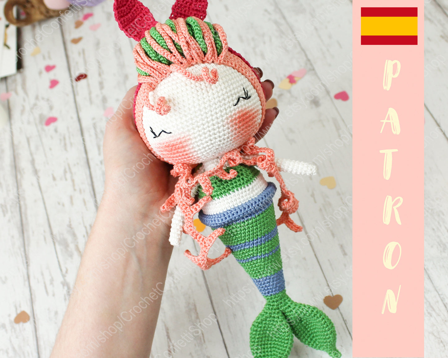 Patrón de la muñeca Sirena Español